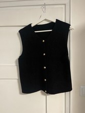 Strickweste/ Wollweste Schwarz Goldene Knöpfe