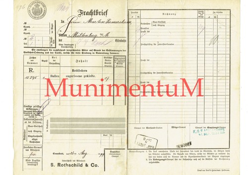 Frachtbrief 1899 rothschild - s.,
