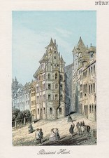 Nürnberg Templerhaus Original Lithografie 1850
