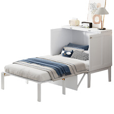 Schrankbett Holzbett Einzelbett Klappbett 90x200cm Wandklappbett Wandbett Weiß