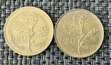 Italien 20 Lire 1957, 1958 Konvolut Originalbilder