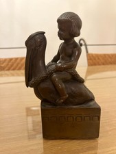 Bronze Figure Franz Xaver Bergmann "Junge auf Pelikan"