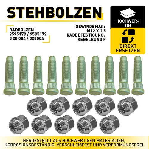 10x stehbolzen radmutter - 10x,