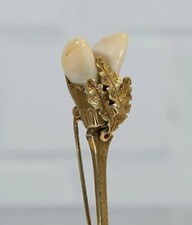 edle Anstecknadel 585 Grandelschmuck Gelbgold Hirschgrandeln Vintage 60er Jahre