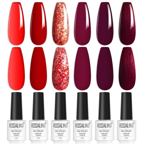 Nagellack set 6pcs rot - uv,