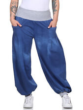 Damen Jeans Hose Baggy Aladinhose Haremshose Yoga Aladin Pluderhose Pumphose