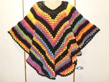 Poncho "Fiesta", schwarz-bunt