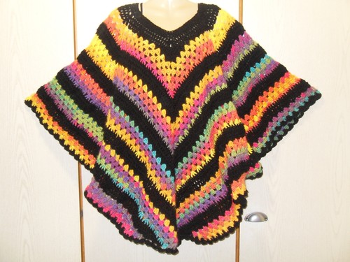 Poncho fiesta schwarz bunt - "fiesta",, schwarz-bunt