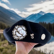 BASKEN MÜTZE N°5 KAMELIE PERL WARM+MODERN FRANZÖSISCH ANGEHAUCHT MÜTZE HUT KAPPE