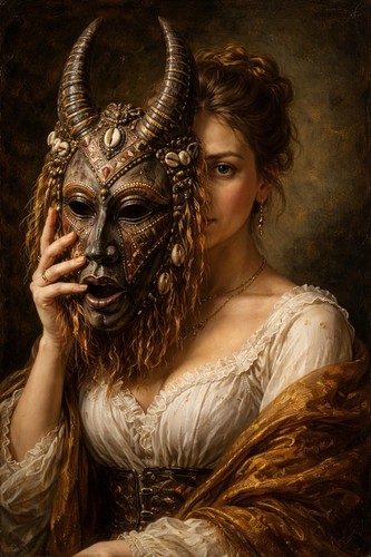 Portrait afrikanische maske - afrikanische,