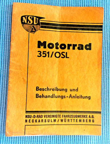 Nsu 351 osl - 351, betriebsanleitung