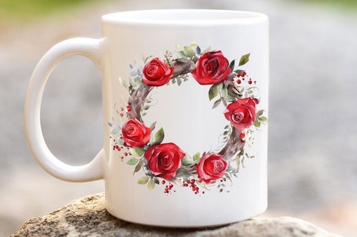Aquarell rote rose tasse - rote,