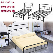 Metallbett 90/140/160cm Bettgestell Einzelbett Doppelbett mit Kopf & Lattenrost