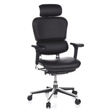 hjh OFFICE ERGOHUMAN Leder - Luxus Chefsessel Schwarz, ergonomischer Bürostuhl