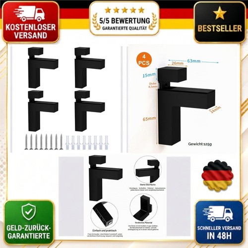 Glasklemmen 4er set - set, schwarz