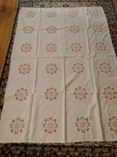 Damast tischdecke handarbeit - damast,
