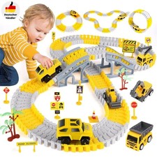 329Stk Autorennbahn Elektroauto Autorennbahn Rennbahn 6 Autos Bagger Spielzeug