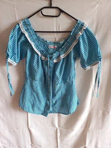 Trachten bluse blau weiß - -,