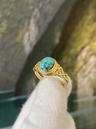 Ring gold mit stein - stein, türkis