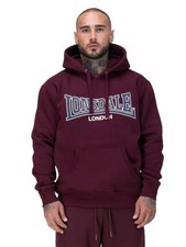 Lonsdale Sellan Hoodie Herren Kapuzenpullover Oxblood Dark Navy Ecru 48208