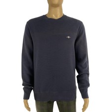GANT Herren Marineblau Textur Rundhals Pullover Größe XL