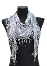 Cotton Uni Dreieckstuch Halstuch Tuch Schal Stola Fransen Spitze Faltens​chal 