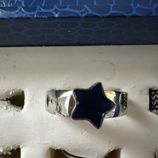 Edelstahl-Ring Gr. 23, m. Magnet + Aufsatz Blauer Stern, dieser austauschbar,