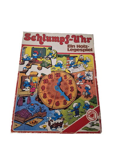 Schlumpf uhr ein - schlumpf-uhr, holz