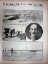 Original alter antiker Druck 1916 Ww1 türkische Gräben Sinn Kamele Gorringe Schiff