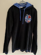 NEBULUS Langarm Shirt, Pulli, S-M, NEUwertig mit Kapuze, schwarz mit blau Unisex