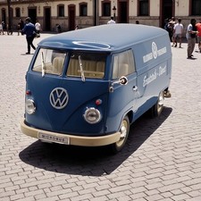 VW T1 Bus Kasten Porschewagen Ersatzteile-Dienst 1963 blau Modellauto 1:18 Welly
