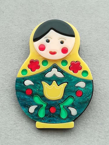Matrjoschka brosche acryl - brosche,