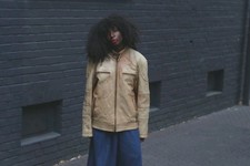 Vintage Lederjacke Beige Moto