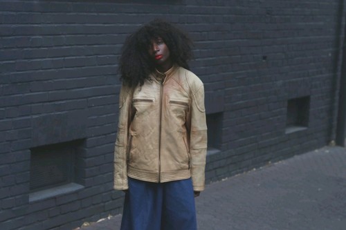 Vintage lederjacke beige moto - vintage,