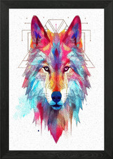 öl wolf gerahmtes wandbild - wolf,