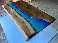 Custom Blue Epoxy River Table