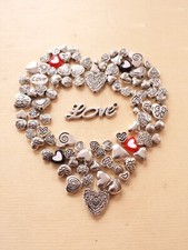 10/50 Herzperlen ♥ zum Basteln/Schmuckherstellung Beads Spacer Metall Silber