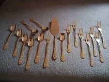 Kaffee und Kuchenbesteck Echt vergoldet 17 Teile