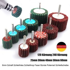 10x 6mm Schleifvlies Schleifmop Faser Bürste Polierrad Schleifscheibe 120# 240#