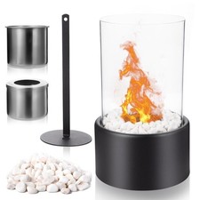 Bio Ethanol Tischkamin Tischfeuer Glaskamin Draußen & Drinnen mit Feuerlöscher