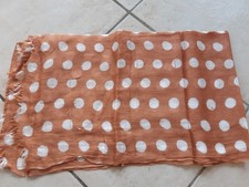 Schal Tuch Damen, Punkte, kurze Fransen, Viskose, braun/weiß