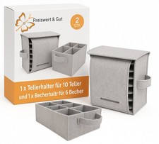 2er Set Tellerhalter & Tassenhalter Filz Camping Wohnmobil Geschirr Organizer