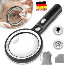 LED Lupe 10-45fach Vergrößerung Beleuchtung Vergrößerungsglas Handlupe Mit Licht