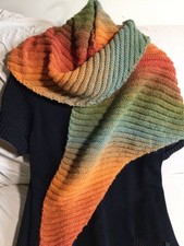 Dreieckstuch,  „ Herbstfeeling“ Stola  gestrickt  Lana Grossa Wolle 160cm orange