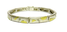 Unikat! Designer 925 Silber Armband mit geometrischen 585 Gold Einlagen
