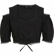 Dirndlbluse mit Spitze Gr. 38 bis 56 Schwarz Trachten Oktoberfest Fest Bluse Neu