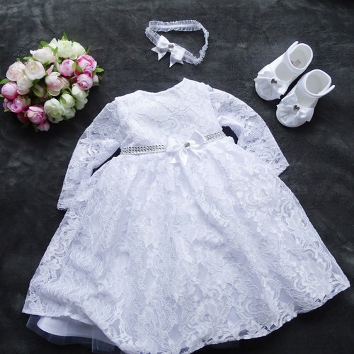Taufkleid stirnband schuhe - taufkleid, +stirnband
