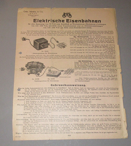Alte märklin anleitung - märklin,
