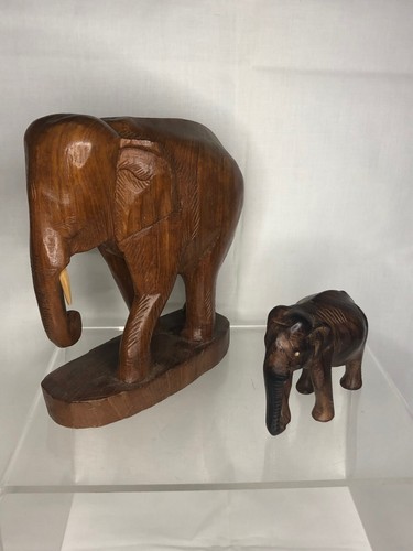 Holz elefant geschnitzt - 2x,
