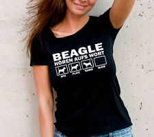 SALE Beagle Hören aufs Wort Hundespruch Damen T-Shirt Hund XS Beagel lustig HAW